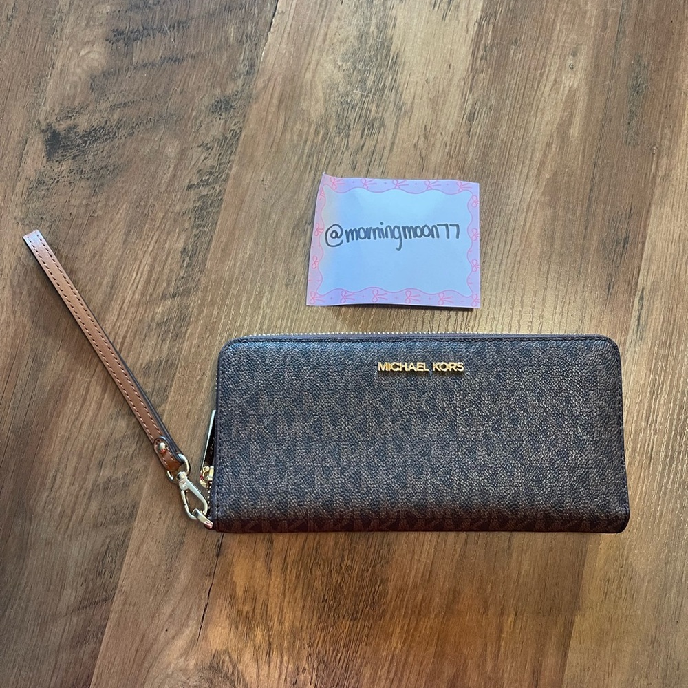 Michael Kors Signature Brown Wristlet